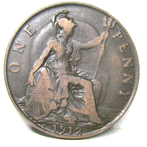 1912h one penny coin - penny, george