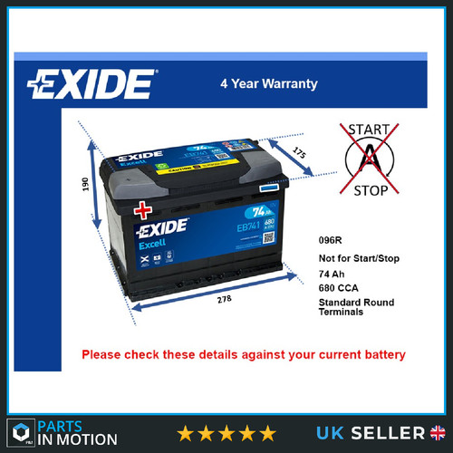 Car battery eb741 - eb741, exide