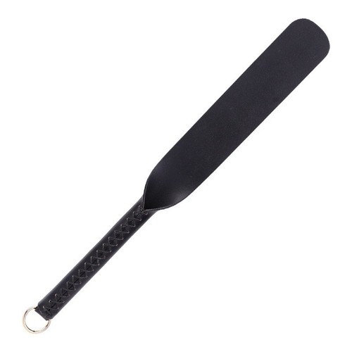 Black soft oval leather tawse - black,