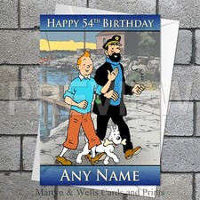 Tintin birthday card. 5x7