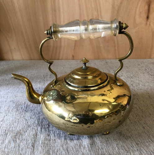 Vintage brass footed - vintage, teapot