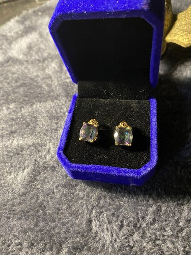 Mystic topaz 10k gold earrings - mystic,