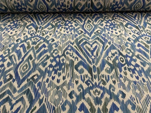 Zen ikat linen blue green - blue,