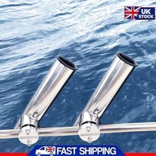 2X Boat Fishing Rod Holder Clamp-on 7/8"-1" Rail Mount 316 Stainless Steel U.
