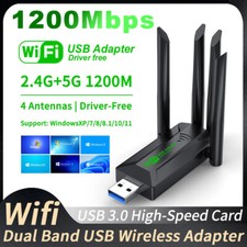 1200Mbps USB WiFi Adapter Dual Band 2.4/5G Wireless Network Wifi Dongle Antennas