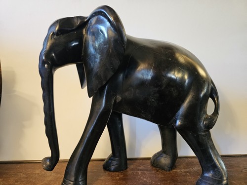 Vintage hand carved elephant - carved,