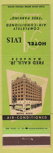 Matchbook cover hotel alvis - cover,