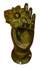 Flower in Lady Hand Door Handle Vintage Style Handmade Brass Wardrobe Pull Knob