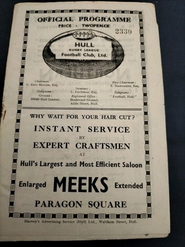 Vintage rugby league programme - vintage,