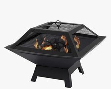 Square fire pit bbq - fire, grill