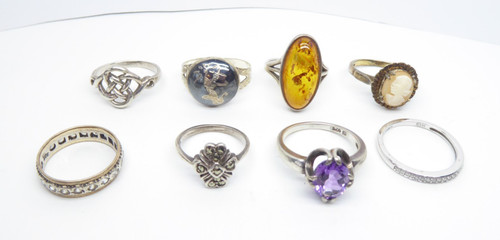Sterling silver ring lot - silver,