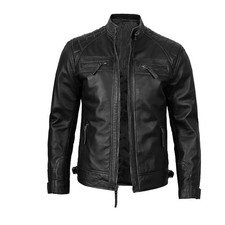 Mens Black Real Leather Cafe