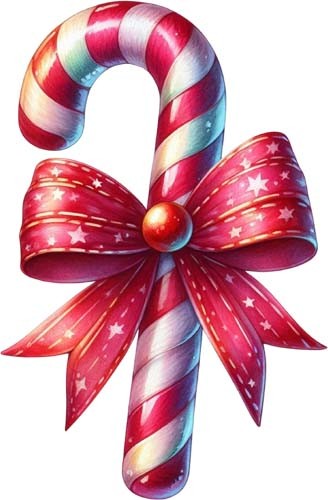 Christmas candy cane bow - candy, wall