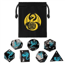 Metal Dice Set with Dragon