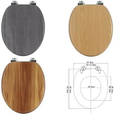 WOLTU Wooden Toilet Seat Soft Close WC Seat Strong Hinge for Standard Toilet