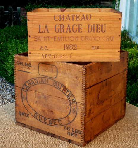 Vintage wooden crates french - crates,