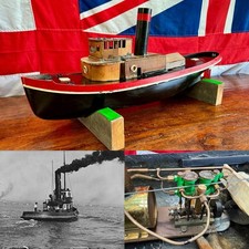 Vintage 1950-70’s Scratch Built Steam Powered 3ft Harbour Tug Boat