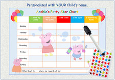 Potty Toilet Training Reward Chart Personalised Boys Girls Sticker Reusable PP