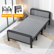 Folding Bed 3ft Single Bed Frame Steel Compact Bedroom Dorm Sleeper Guest Bed