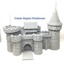 Castle Argent Gatehouse 28mm. Vast fortification with drawbridge and portcullis.