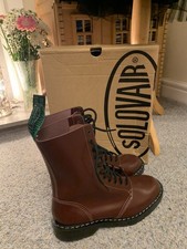 Toast Solovair Oxblood Hi-Shine 11 Eye Astronaut Lace Up Combat Boots 6 6.5 7