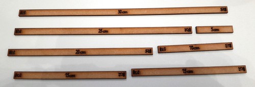 Metric wargame rulers - 7,