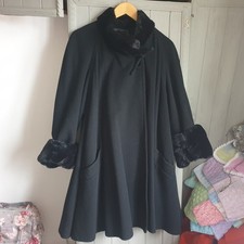 Vtg 80s Wallis Black Coat Sz