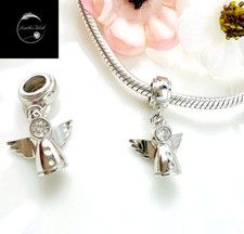 Sterling Silver 925 Charm Guardian Angel Fairy Dangle Pendant Wife Family Friend