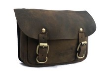 Brown Leather Horse Riding Saddle Bag/Motorcycle Pannier Bit Bag Retro Carry Bag