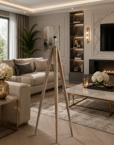 Aratus grey wooden floor lamp - aratus,