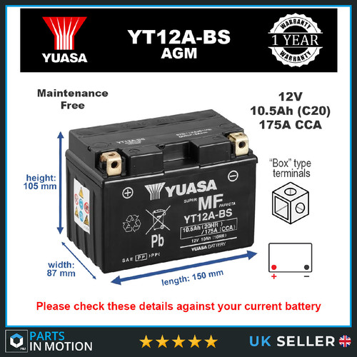 Genuine yuasa yt12a - yt12a-bs, high