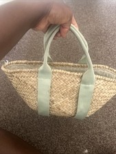 Zara Rafia beige green bucket