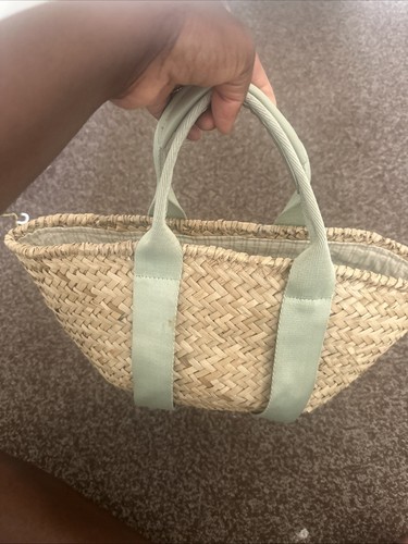 Zara rafia beige green bucket - rafia,