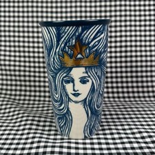 Starbucks Gold Crown Mermaid Siren 12oz Ceramic Blue Travel Tumbler Mug 2016