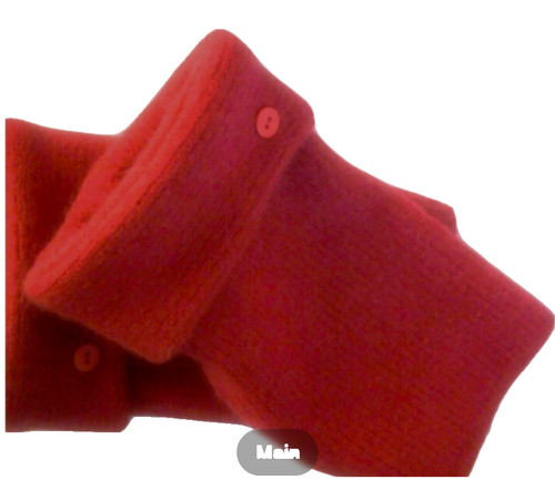 Fingerless gloves red angora - red,