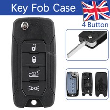 Flip Key Fob Case Replacement 4 Buttons Remote Shell for Jeep Renegade Wrangler