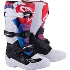 Alpinestars 2026 Tech 7S Youth Motocross Boots White Black Rainbow Kids Quad ATV