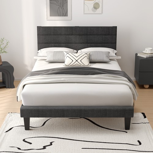Single fabric bed frame wooden - single,
