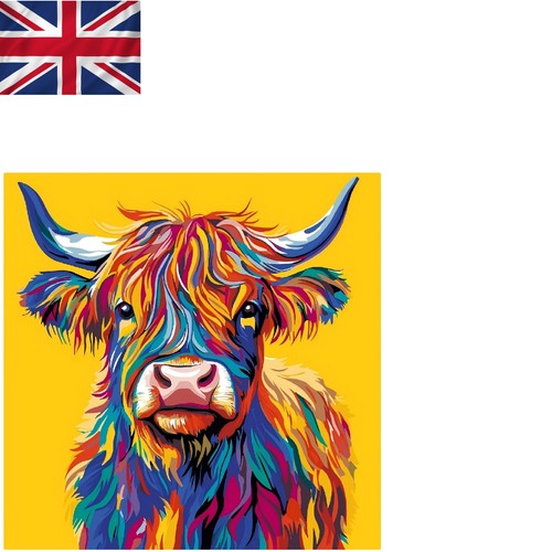 Highland cow paint numbers - paint, by