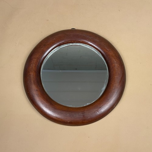 Wood round mirror wall - wood,