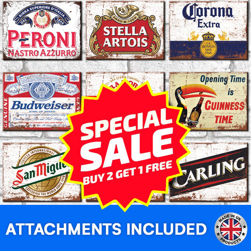 Vintage metal beer - signs, retro