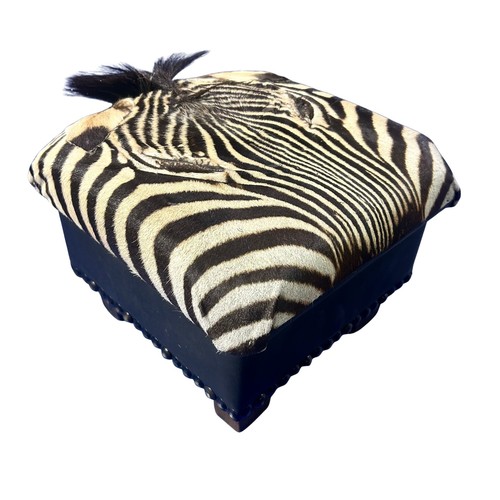 Real zebra skin ottoman cube - skin,