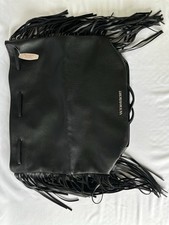 Victoria’s Secret Black Faux Leather Fringe Drawstring Backpack – New with Tags