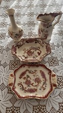 Vintage Mason’s Ironstone Mandalay Red Hand Painted Jug Vase & Plates Set VGC