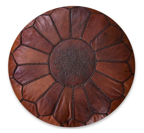 Moroccan leather pouffe - moroccan,