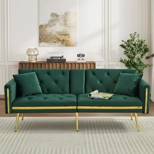 Convertible Sofa Bed 2 Seater Click Clack Sofa Settee Couch Living Room Green