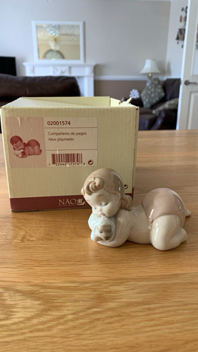 Nao porcelain girl with teddy - porcelain,