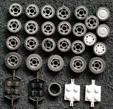 LEGO 50944c01 Car Wheels Small Chrome 11mm D. x 6mm 5 Spokes Black Tire Lot