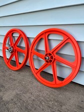 Orange  Skyway Old School 20 inch Tuff Wheels Mags Rims Bmx New 6 Spoke OGK Mag