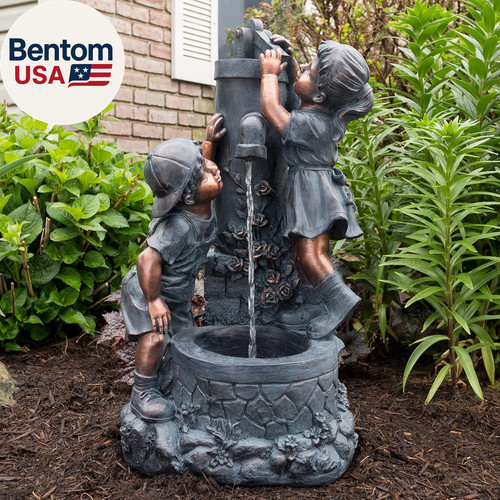 Outdoor water fountain with - outdoor,